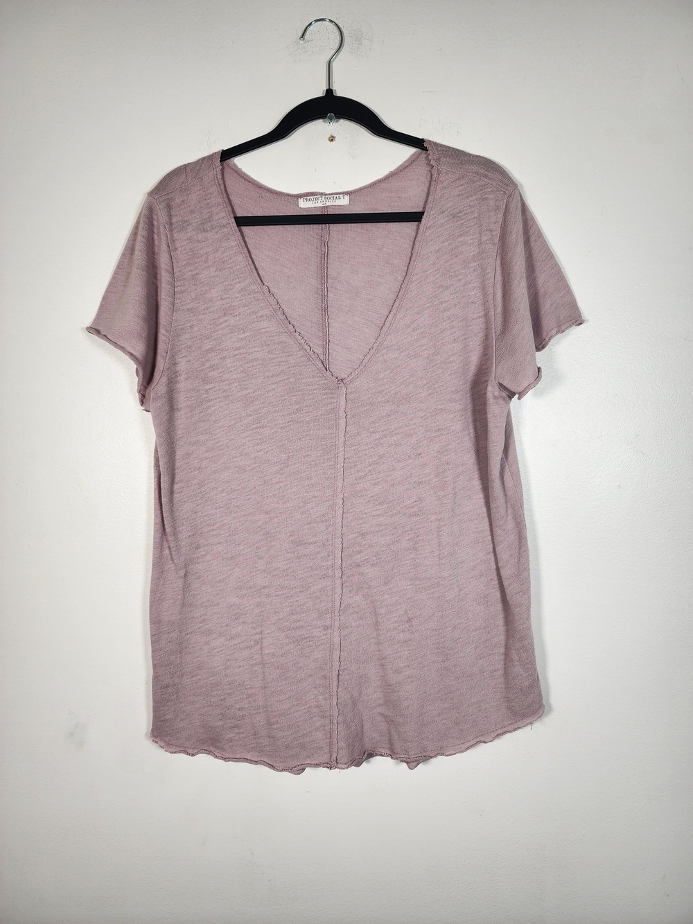 Project Social T Washed Mauve V-Neck Short Sleeve Tee - Picture 3 of 7